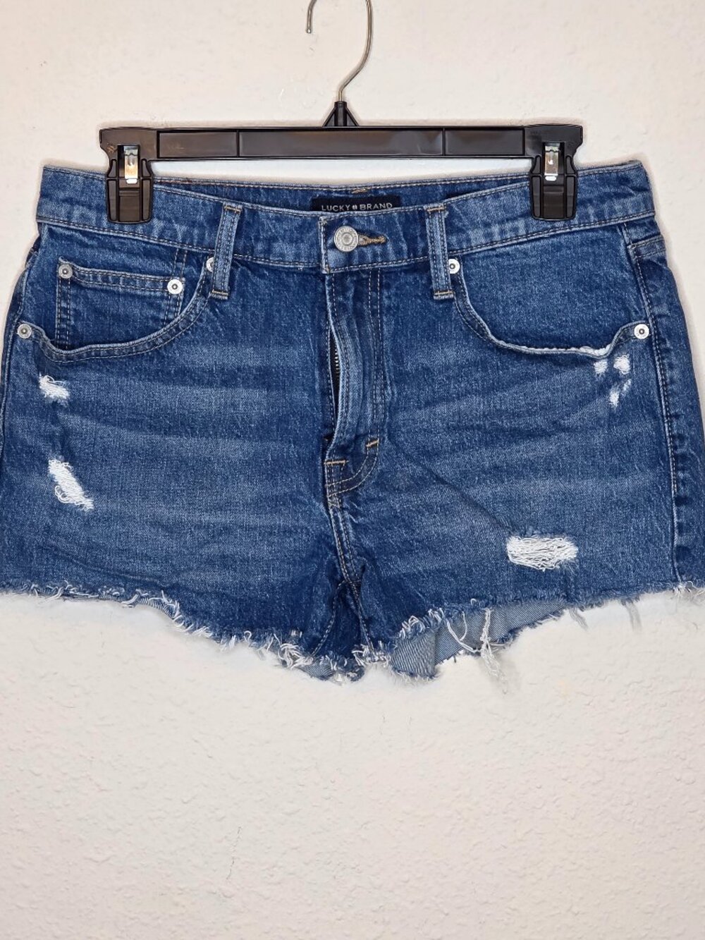 Lucky Brand Mid Rise Cut Off Distressed Denim Jean Women's Shorts, Size 6/28